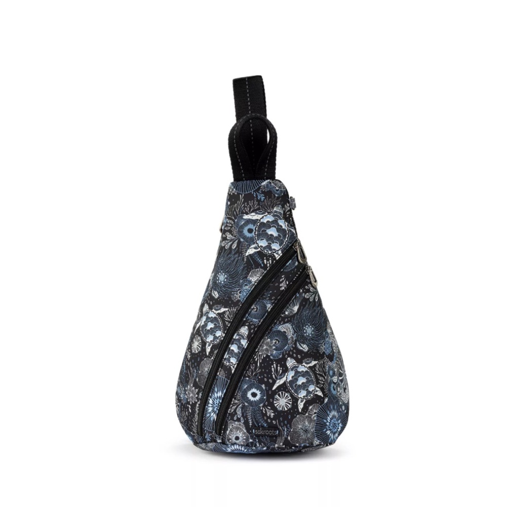 Sakroots Navy and Black Floral Sling Bag